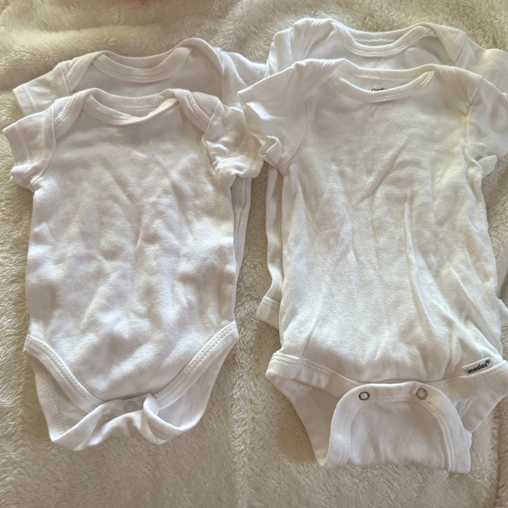 4 White Infant Bodysuit